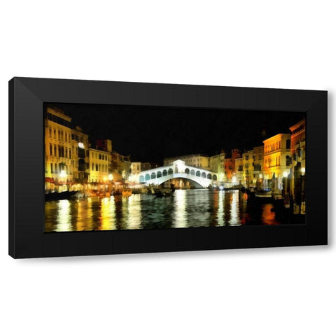Rialto Bridge At Night Black Modern Wood Framed Art Print by Bolokofsky, Ronald