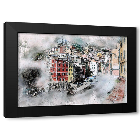 Riomaggiore Black Modern Wood Framed Art Print with Double Matting by Bolokofsky, Ronald