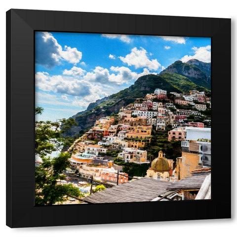 Sunny Positano Black Modern Wood Framed Art Print by Bolokofsky, Ronald