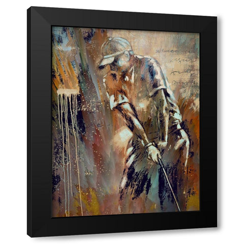 His Stroke Black Modern Wood Framed Art Print with Double Matting by Bolokofsky, Ronald