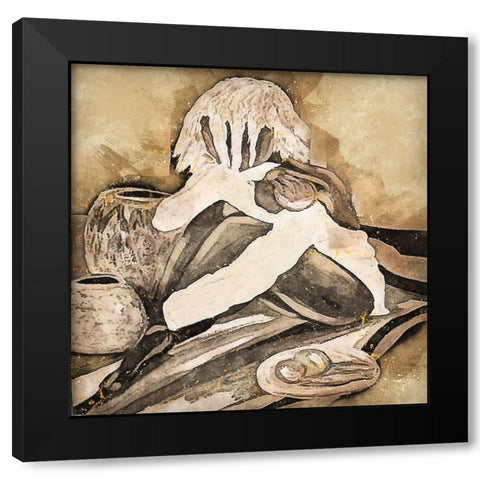 Lunch Break Black Modern Wood Framed Art Print with Double Matting by Bolokofsky, Ronald
