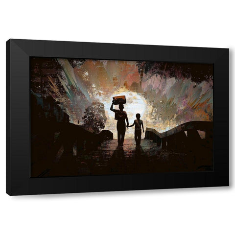 Moon Walk Black Modern Wood Framed Art Print with Double Matting by Bolokofsky, Ronald