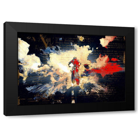 MotoCross Racer Black Modern Wood Framed Art Print with Double Matting by Bolokofsky, Ronald