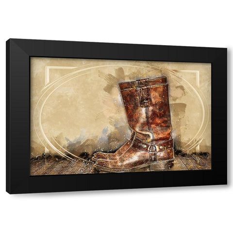 Old Boots Black Modern Wood Framed Art Print by Bolokofsky, Ronald