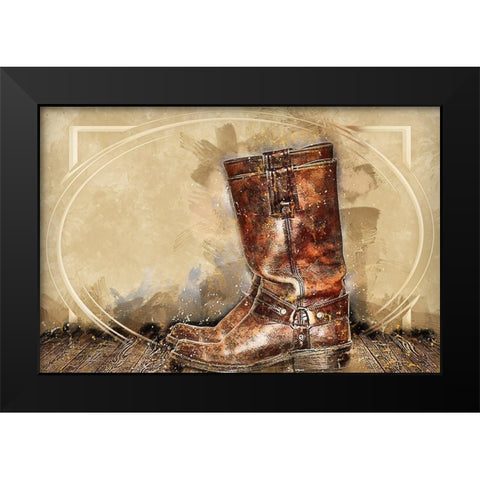 Old Boots Black Modern Wood Framed Art Print by Bolokofsky, Ronald