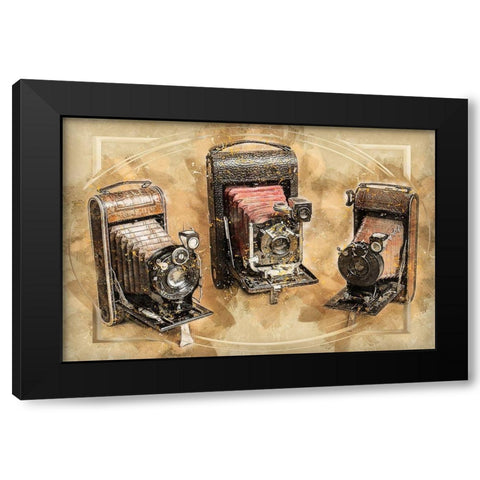 Retro Cameras Black Modern Wood Framed Art Print with Double Matting by Bolokofsky, Ronald