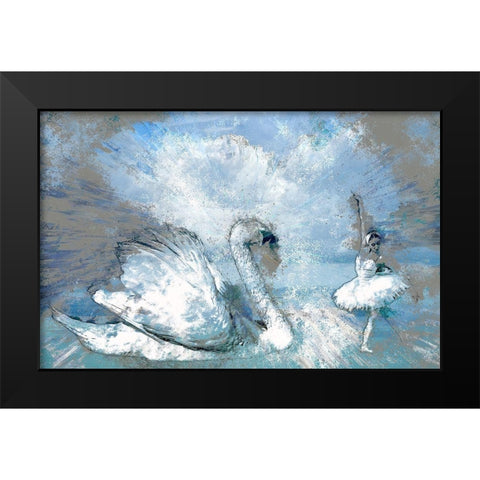 Swan Lake Black Modern Wood Framed Art Print by Bolokofsky, Ronald