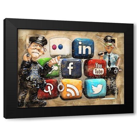 The Social Police Black Modern Wood Framed Art Print by Bolokofsky, Ronald