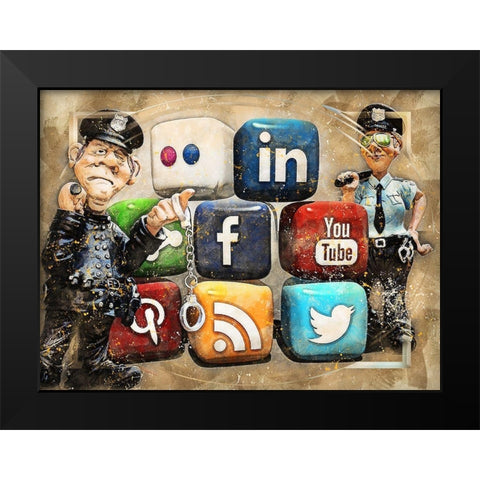 The Social Police Black Modern Wood Framed Art Print by Bolokofsky, Ronald
