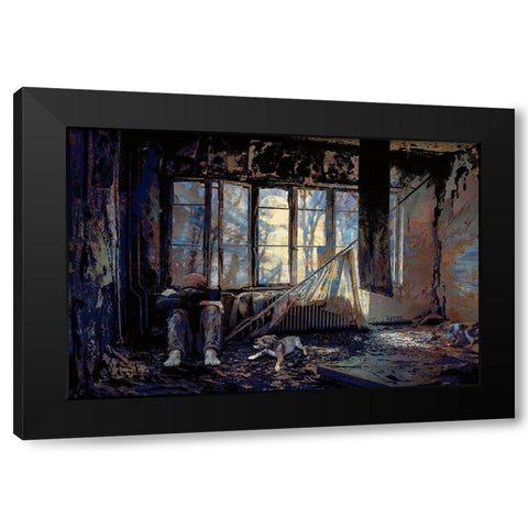 Anxious Times Black Modern Wood Framed Art Print with Double Matting by Bolokofsky, Ronald