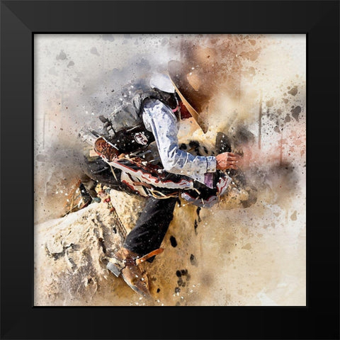 Bull Ride Black Modern Wood Framed Art Print by Bolokofsky, Ronald
