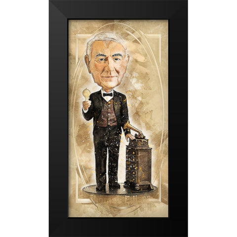Thomas Edison Black Modern Wood Framed Art Print by Bolokofsky, Ronald
