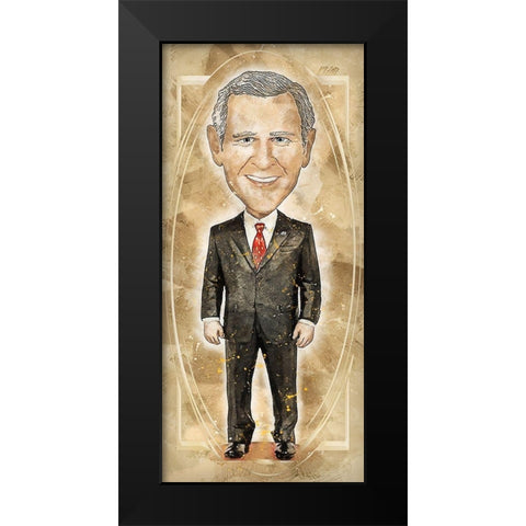 George W Bush Black Modern Wood Framed Art Print by Bolokofsky, Ronald