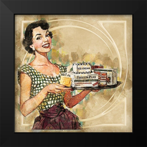 Mid Century Housewife Black Modern Wood Framed Art Print by Bolokofsky, Ronald