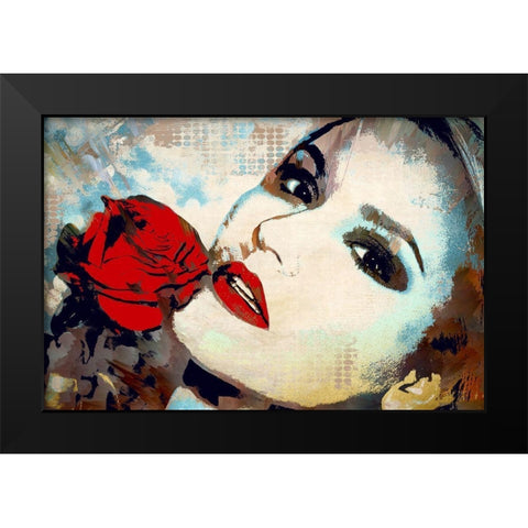 Red Lips and Red Rose Black Modern Wood Framed Art Print by Bolokofsky, Ronald