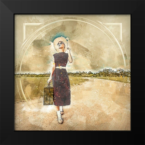 Retro Travel I Black Modern Wood Framed Art Print by Bolokofsky, Ronald