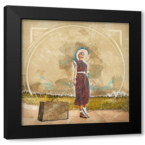 Retro Travel II Black Modern Wood Framed Art Print with Double Matting by Bolokofsky, Ronald