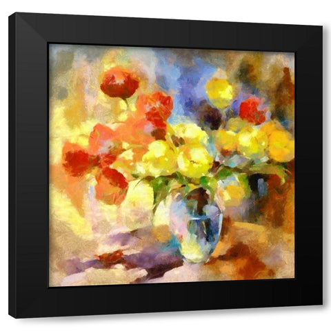 Colorful Bouquet I Black Modern Wood Framed Art Print with Double Matting by Bolokofsky, Ronald