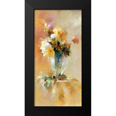 Pretty Roses In A Glass Vase Black Modern Wood Framed Art Print by Bolokofsky, Ronald