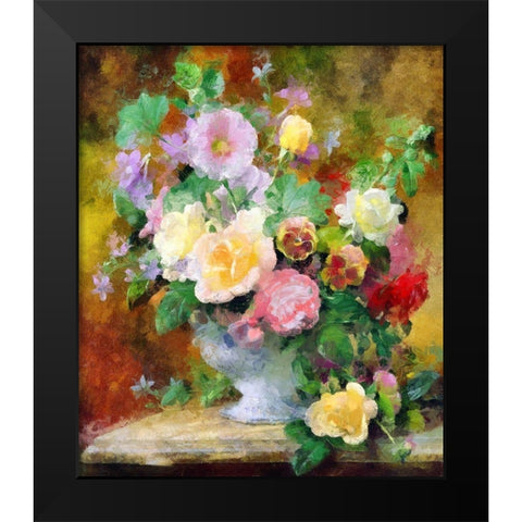 Fresh Garden Flowers Black Modern Wood Framed Art Print by Bolokofsky, Ronald