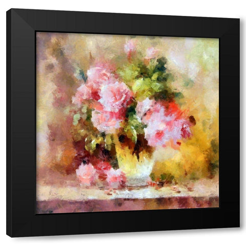 Pink Roses II Black Modern Wood Framed Art Print with Double Matting by Bolokofsky, Ronald