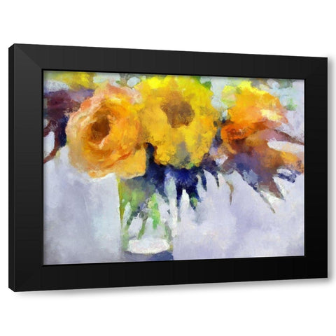 Yellow Flowers Black Modern Wood Framed Art Print by Bolokofsky, Ronald