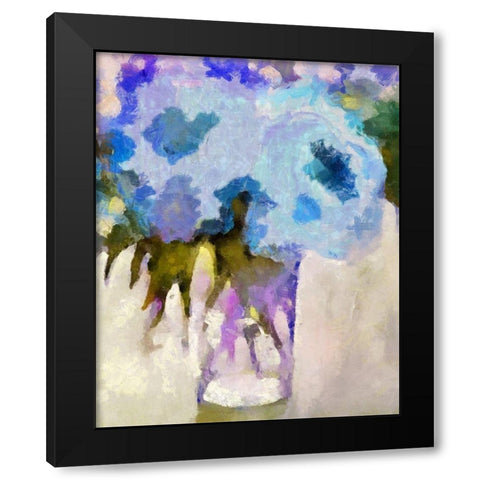 Glass Of Blue Flowers Black Modern Wood Framed Art Print by Bolokofsky, Ronald