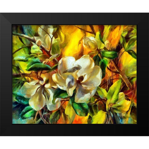 Magnolia Garden I Black Modern Wood Framed Art Print by Bolokofsky, Ronald
