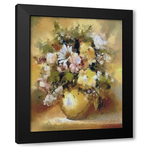 Golden Bouquet III Black Modern Wood Framed Art Print by Bolokofsky, Ronald