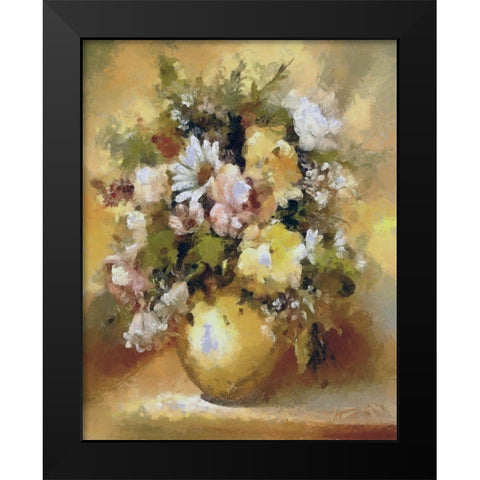 Golden Bouquet III Black Modern Wood Framed Art Print by Bolokofsky, Ronald