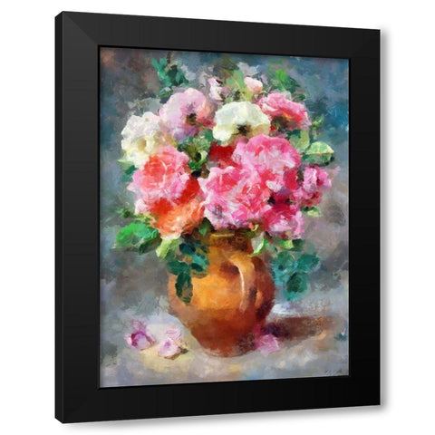 Jug of Flowers II Black Modern Wood Framed Art Print by Bolokofsky, Ronald