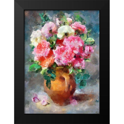 Jug of Flowers II Black Modern Wood Framed Art Print by Bolokofsky, Ronald