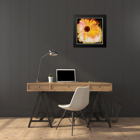 Floral Yellow Black Modern Wood Framed Art Print by Bolokofsky, Ronald