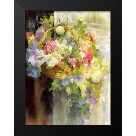 Basket of Flowers IV Black Modern Wood Framed Art Print by Bolokofsky, Ronald