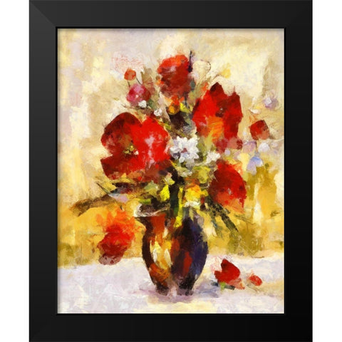 Red Flowers For Amelia Black Modern Wood Framed Art Print by Bolokofsky, Ronald