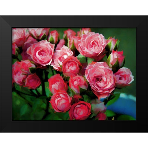 Pot of Roses Black Modern Wood Framed Art Print by Bolokofsky, Ronald