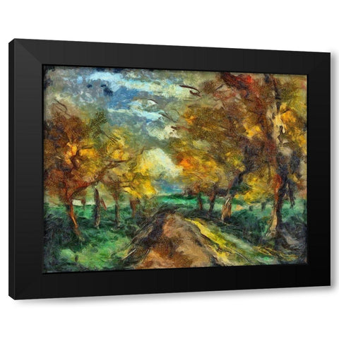 Tree Lined Road Black Modern Wood Framed Art Print with Double Matting by Bolokofsky, Ronald