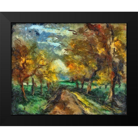 Tree Lined Road Black Modern Wood Framed Art Print by Bolokofsky, Ronald