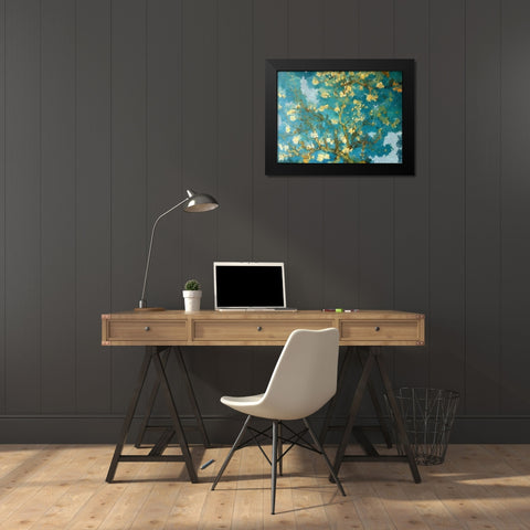 Cherry Blossoms Black Modern Wood Framed Art Print by Bolokofsky, Ronald