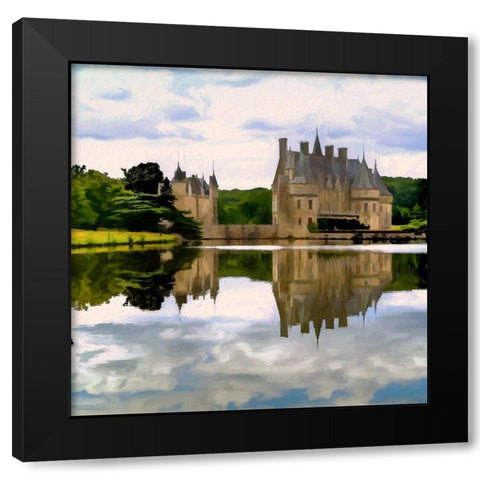 Chateau de la Bretesche Black Modern Wood Framed Art Print with Double Matting by Bolokofsky, Ronald