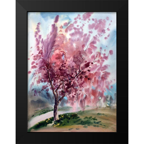 Cherry Blossoms II Black Modern Wood Framed Art Print by Bolokofsky, Ronald