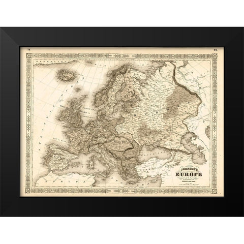 1864 Johnson Europe Antiqued Black Modern Wood Framed Art Print by Johnson