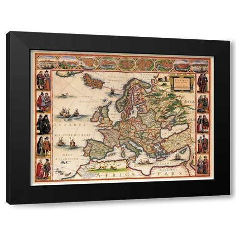 Blaeuw Europa Atlas  Black Modern Wood Framed Art Print with Double Matting by Blaeuw