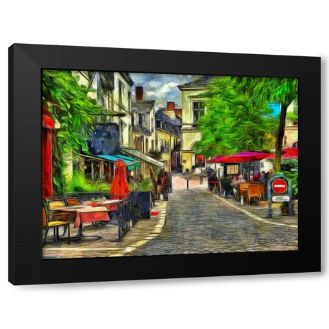 Cafe de Paris Black Modern Wood Framed Art Print with Double Matting by Bolokofsky, Ronald