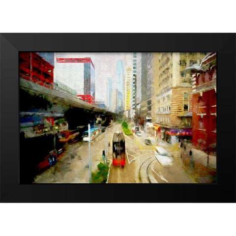 Central Hong Kong Black Modern Wood Framed Art Print by Bolokofsky, Ronald