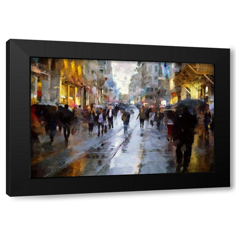 Rainy Day Black Modern Wood Framed Art Print with Double Matting by Bolokofsky, Ronald