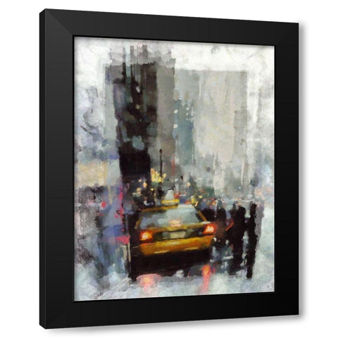 Hailing A Taxi II Black Modern Wood Framed Art Print with Double Matting by Bolokofsky, Ronald