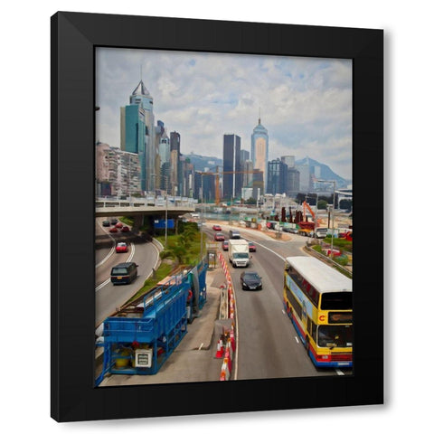 Hong Kong Traffic II Black Modern Wood Framed Art Print with Double Matting by Bolokofsky, Ronald