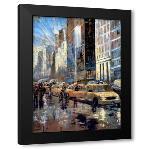 New York Taxis I Black Modern Wood Framed Art Print with Double Matting by Bolokofsky, Ronald