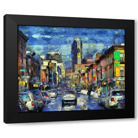 Brooklyn Black Modern Wood Framed Art Print by Bolokofsky, Ronald